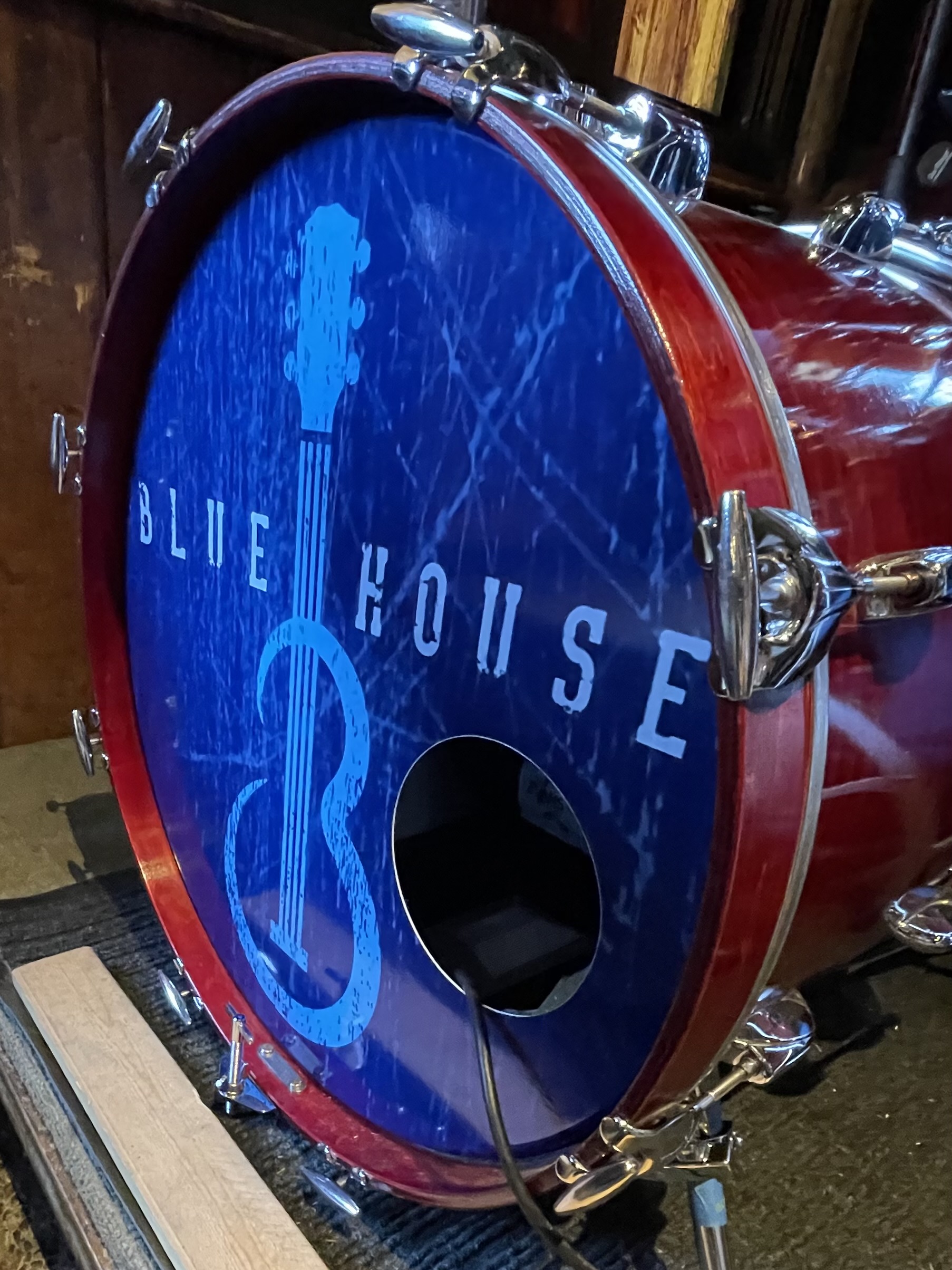 Blue House drum kit at Sam's BBQ